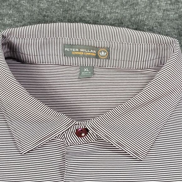 Peter Millar Summer Comfort Men's Golf Polo Shirt Size XL Red Striped - Picture 3 of 11